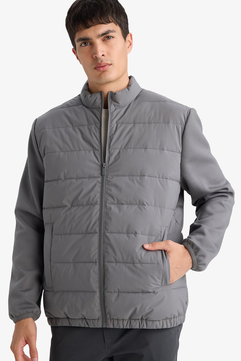 DeFacto Grey Man Slim Fit Lined Waterproof Jacket Casual - Image 1